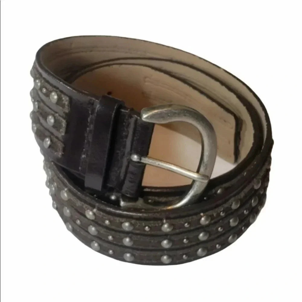 Nine West L Genuine‎ Leather brown studded belt